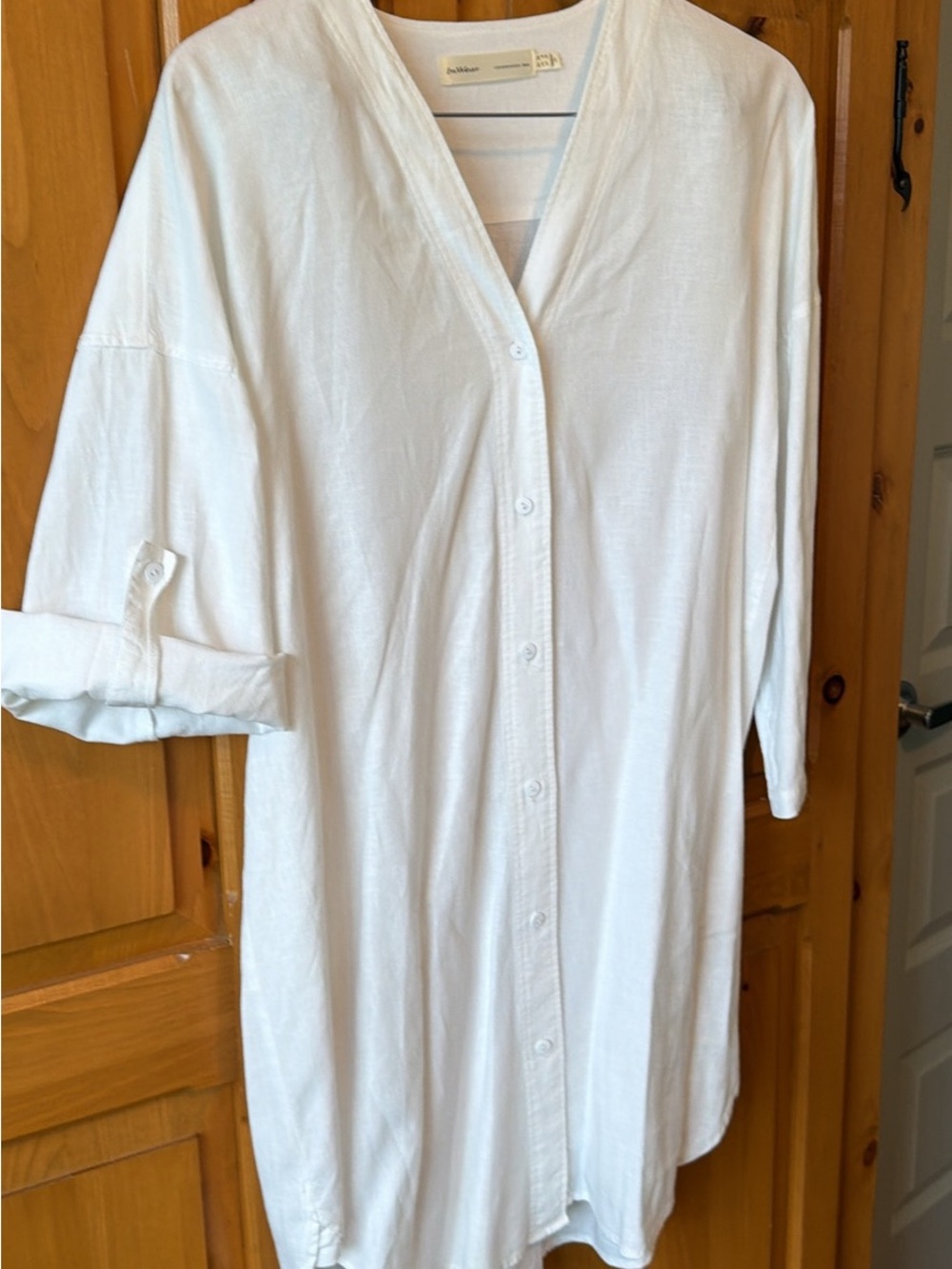 In Wear White Button-Front Linen Tunic